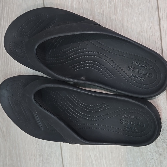 Crocs Women Iconic ComfortThong T Strap Black Flip Flop Sandals Shoes Sz 11 - Picture 6 of 11
